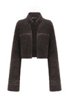 SWAYING/KNIT velvet small lapel jacket SW23AW1T72 coffee